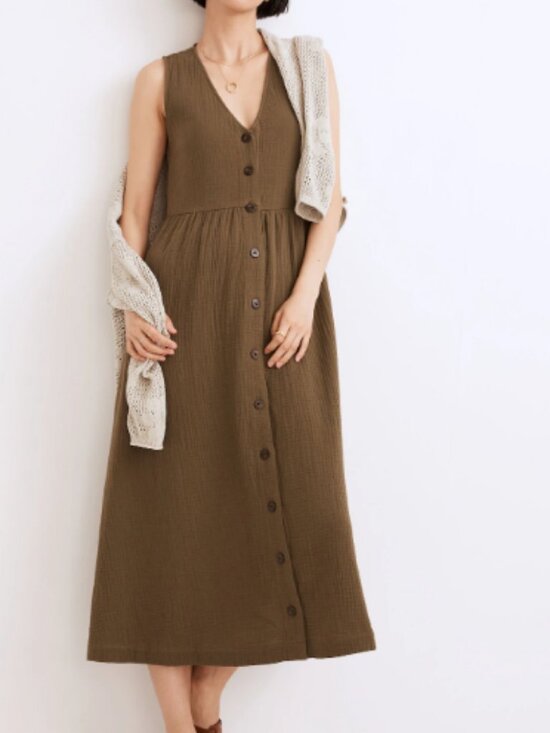 Madewell Dresses & Skirts - Madewell Olive Green Button-Front Midi Dress